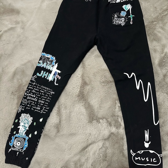 Saint Jhn Not a Cult Graphic Sweatpants Joggers xs. ALTERED TO FIT XXS - Picture 2 of 6